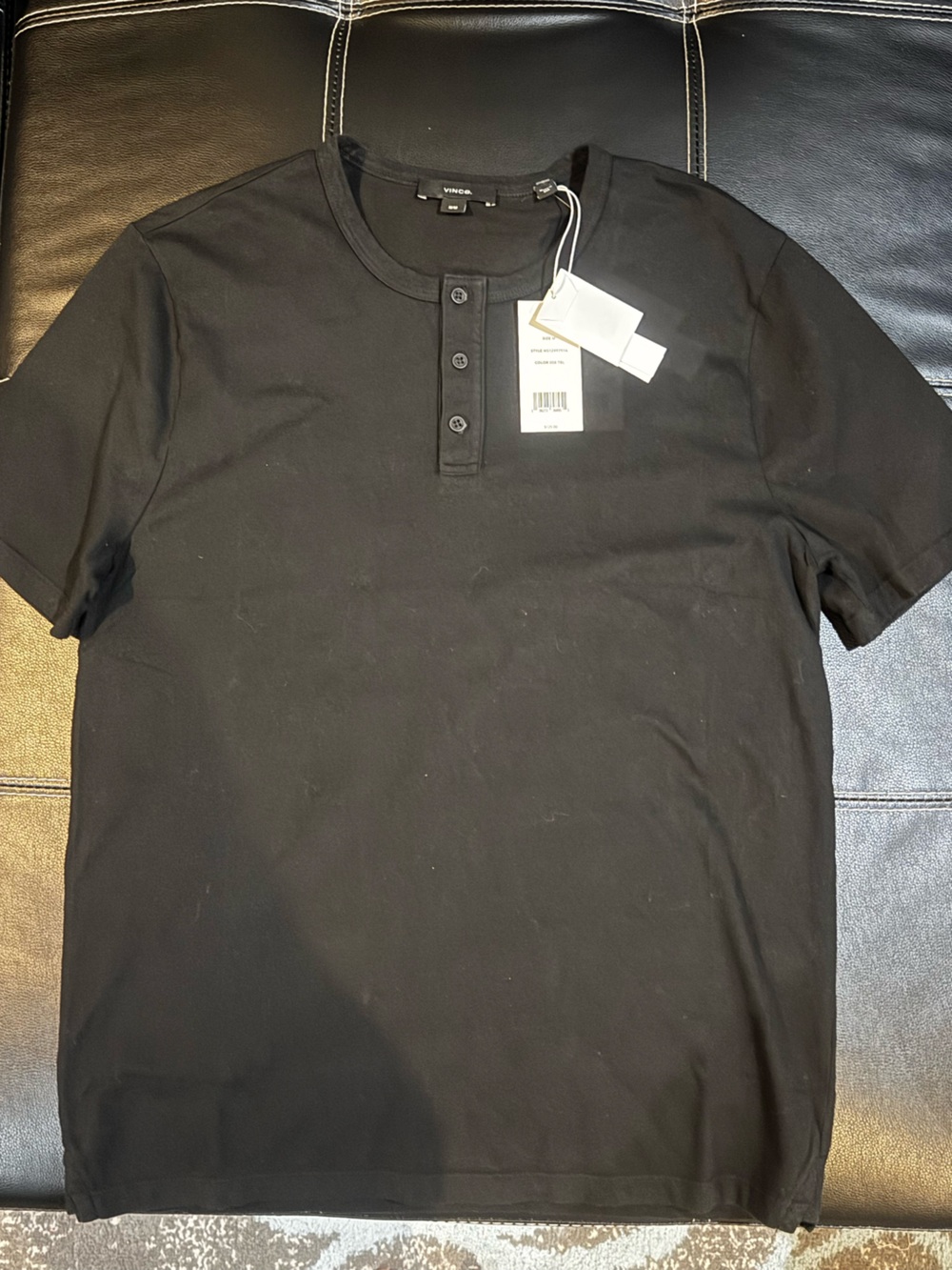 Vince Men Black Short Sleeve Henley Tee nwt retail$125 sie m